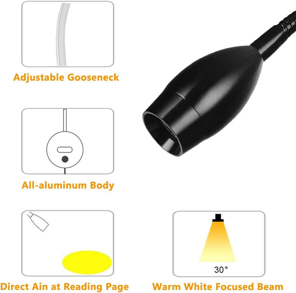 Dimmable Bedside Lamp Minimalist Led Reading Headboard Wall Mounted With Usb Charger (Matte Black) Lamps