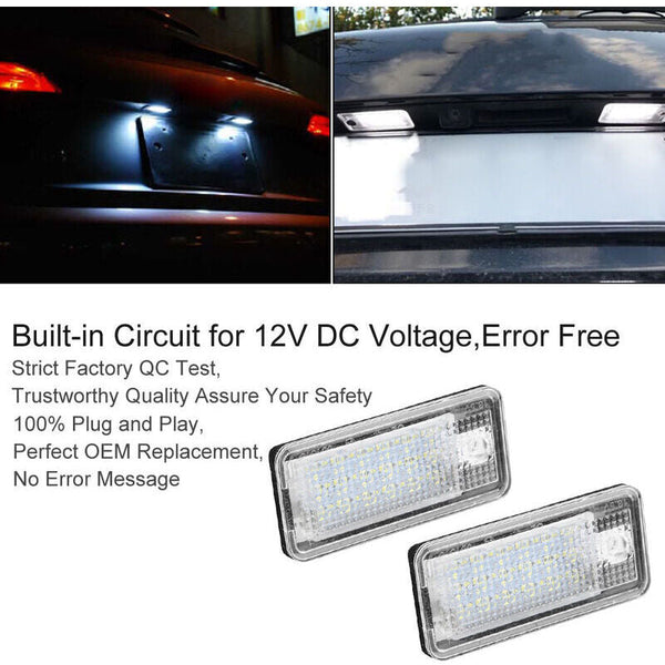 2Pcs Car Led Number Hop Lpl0114 License Plate Lamp Bulb Kit For Audi A3 S3 A4 S4 B6 B7 A6 C6 S6 Light Bulbs
