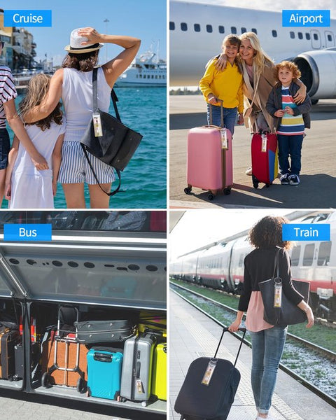 4 Piece Cruise With Steel Ring Transparent Holders Luggage Tags