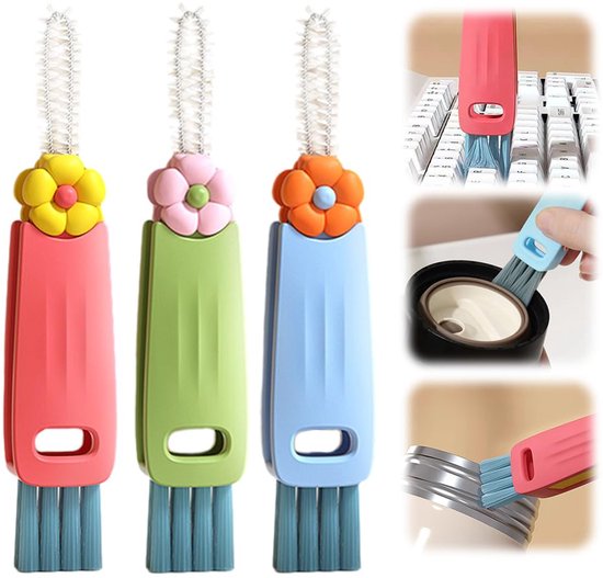 3 In 1 Multifunctional Crevice Brush For Cups And Bottles Multicolor Bottle Brushes