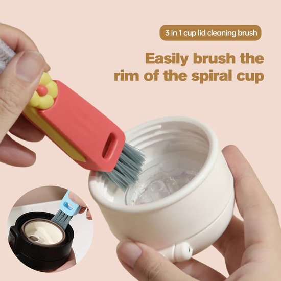 3 In 1 Multifunctional Crevice Brush For Cups And Bottles Multicolor Bottle Brushes