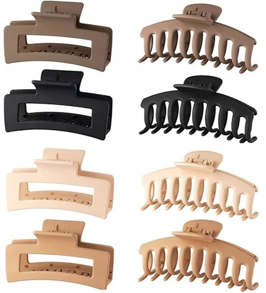 Thick Large Hair Clips Rectangular Non Slip For Adults Girls With 8 Pieces Hair Accessories