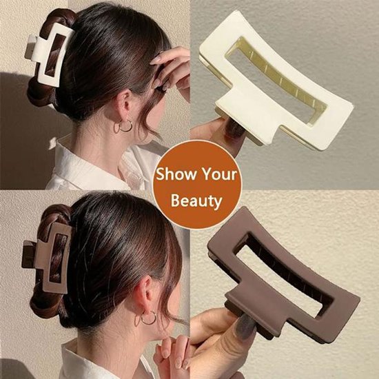 Thick Large Hair Clips Rectangular Non Slip For Adults Girls With 8 Pieces Hair Accessories