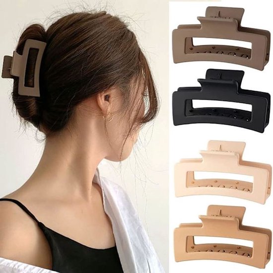 Thick Large Hair Clips Rectangular Non Slip For Adults Girls With 8 Pieces Hair Accessories