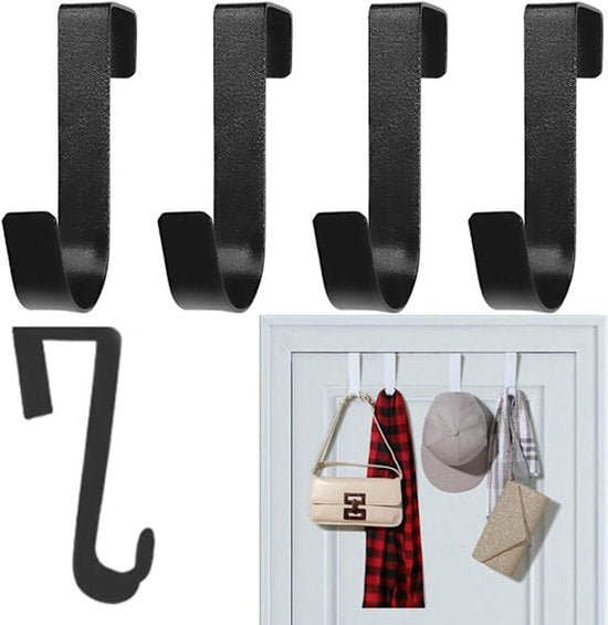 4 Pack S Shaped Stainless Steel Door Hooks Black Hooks & Hangers