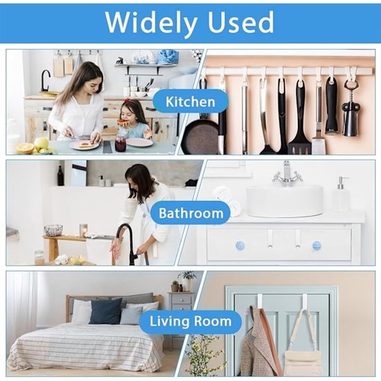 4 Pack S Shaped Stainless Steel Door Hooks Black Hooks & Hangers