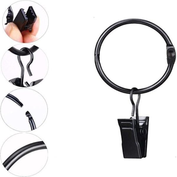 Curtain Rod With Clips 20 Pieces Black 38 Mm Hanging Clothes Small Items Curtain Poles & Accessories