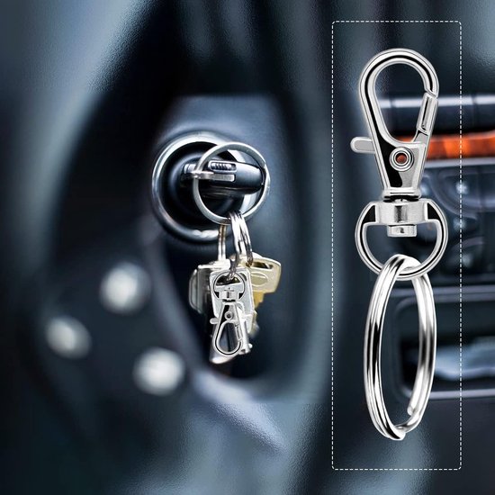 100 Pcs Silver Stainless Steel Carabiner Keychains For Diy Crafts & Organization Keyrings
