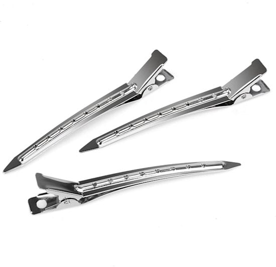 20 Count Silver Duckbill Hair Clips 1.25 Inch Metal And Leather For Thick Hair Accessories