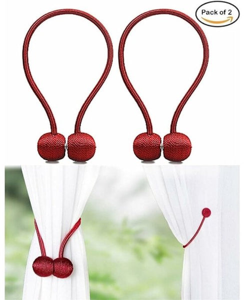 Storage Buckles 4 Piece Magnetic Curtain Set Woven (Red) Other Curtains & Accessories