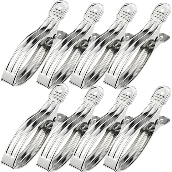 Stainless Steel Windproof Clothes Pegs Set Of 8 Pegs & Peg Bags