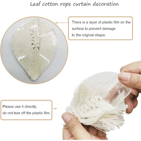 Hand Woven Curtain Tie Backs Set Of 2 Beige Cotton Polyester Curtain Poles & Accessories