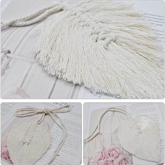 Hand Woven Curtain Tie Backs Set Of 2 Beige Cotton Polyester Curtain Poles & Accessories