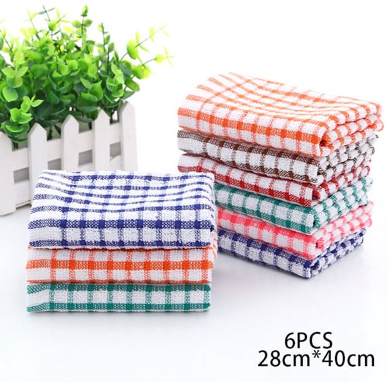 Cotton Kitchen Towels Absorbent Clean 6 Pack Towels & Washcloths