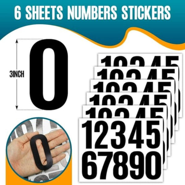 Letterbox Stickers Number Self Adhesive Labels Waterproof Door Suitable For Windows Doors Cars And Trucks (Black) 6 Sheets 4 Inch Letterboxes