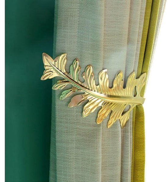 Gold Leaf Curtain Hook Set 2 Pack 6 Inch Alloy Wall Tiebacks Curtain Poles & Accessories