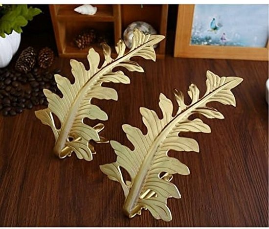 Gold Leaf Curtain Hook Set 2 Pack 6 Inch Alloy Wall Tiebacks Curtain Poles & Accessories