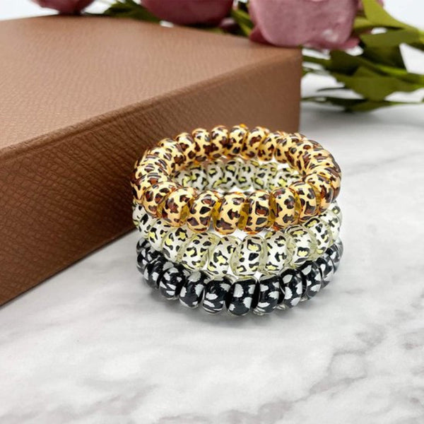 9 Pack Hair Ties Braided Curly That Can Be Worn As Bracelets Very Elastic Lightweight Leopard Print For Phone Cords Hair Accessories