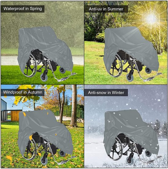 Waterproof Wheelchair Cover Oxford Fabric Storage Protector Uv Dust Rain Gray 115X75x130cm Wheelchairs