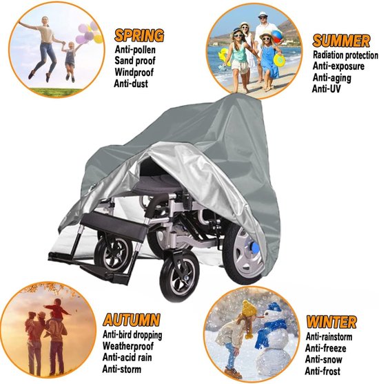 Waterproof Wheelchair Cover Oxford Fabric Storage Protector Uv Dust Rain Gray 115X75x130cm Wheelchairs