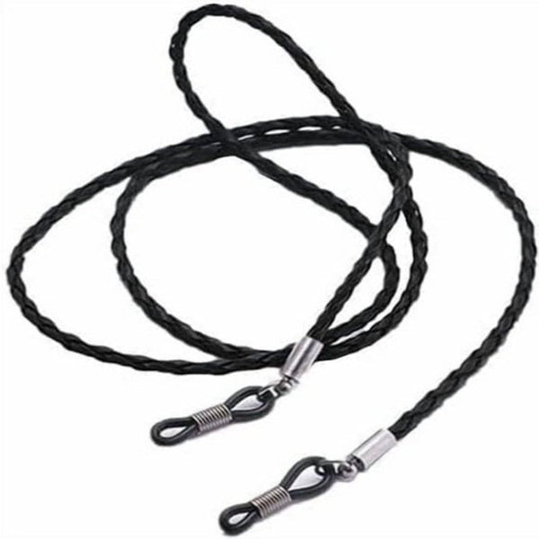 Black Braided Leather Glasses Chain Holder Anti Slip Sunglasses Strap Cord Neck For Unisex 70 Cm And Accessories (2 Pieces) Eyeglass Cleaning Tools &