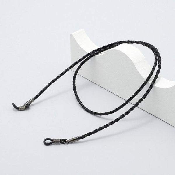 Black Braided Leather Glasses Chain Holder Anti Slip Sunglasses Strap Cord Neck For Unisex 70 Cm And Accessories (2 Pieces) Eyeglass Cleaning Tools &