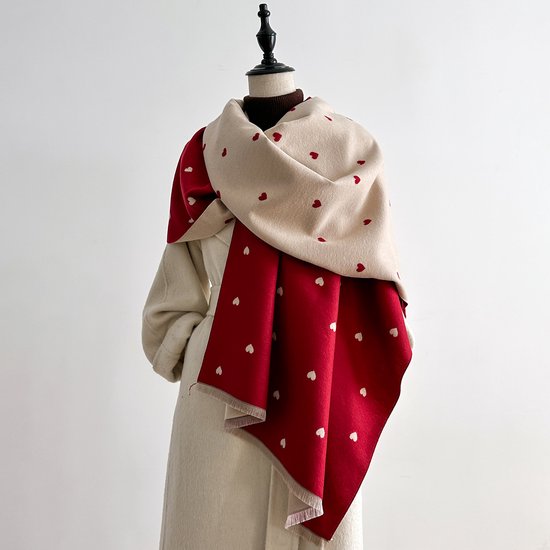 Womens Scarf Long Double Sided Warm Blanket Suitable For Spring Autumn Winter 185*65Cm Red Scarves & Wraps