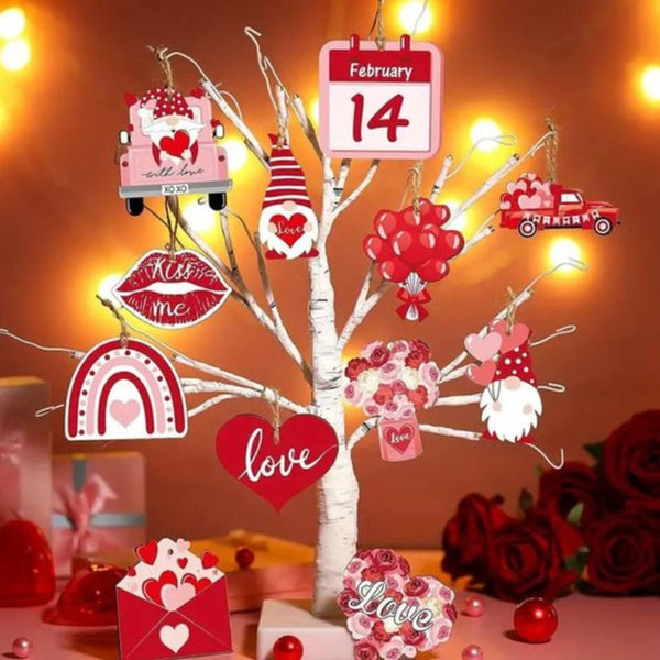 24 Piece Valentine's Heart Shaped Ornaments With Cord Seasonal Decorations