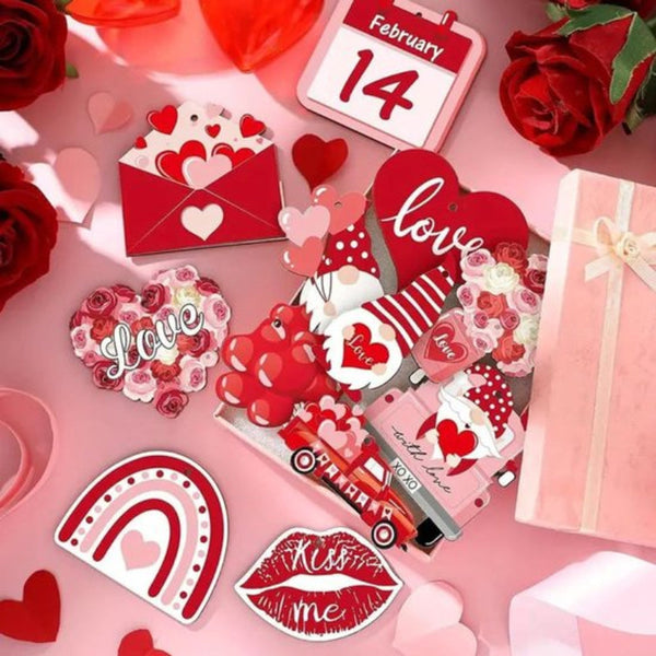 24 Piece Valentine's Heart Shaped Ornaments With Cord Seasonal Decorations