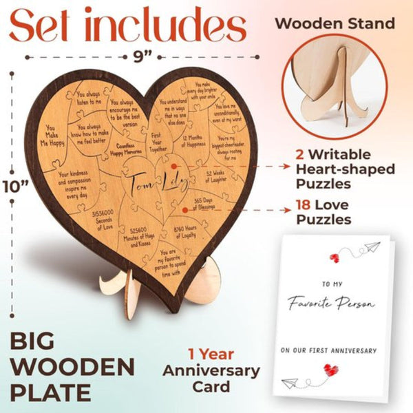 Heart Shaped Puzzle Anniversary Gift Set Puzzles