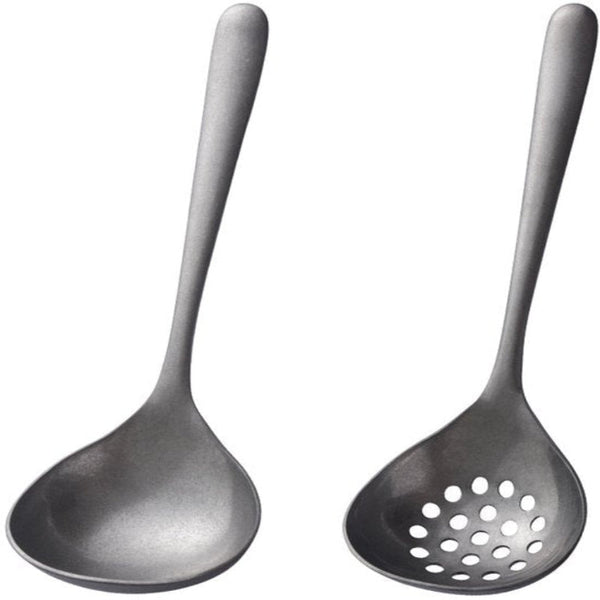 2 Piece Soup Ladle And Colander Set With Long Handle For Hot Pans Vintage Style Dishwasher Safe Suitable Sauces Cooking Ladles