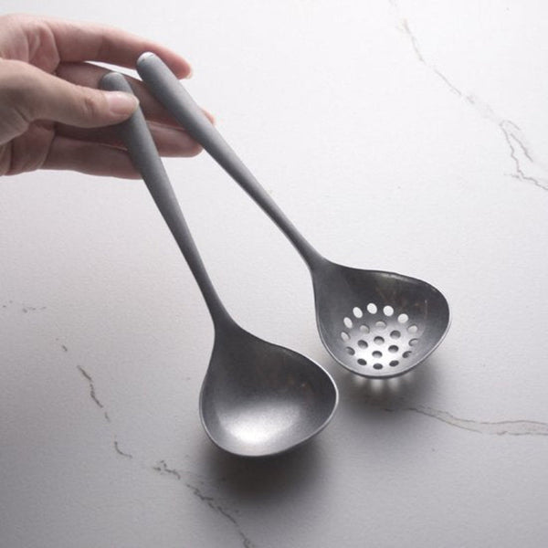 2 Piece Soup Ladle And Colander Set With Long Handle For Hot Pans Vintage Style Dishwasher Safe Suitable Sauces Cooking Ladles