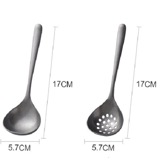 2 Piece Soup Ladle And Colander Set With Long Handle For Hot Pans Vintage Style Dishwasher Safe Suitable Sauces Cooking Ladles