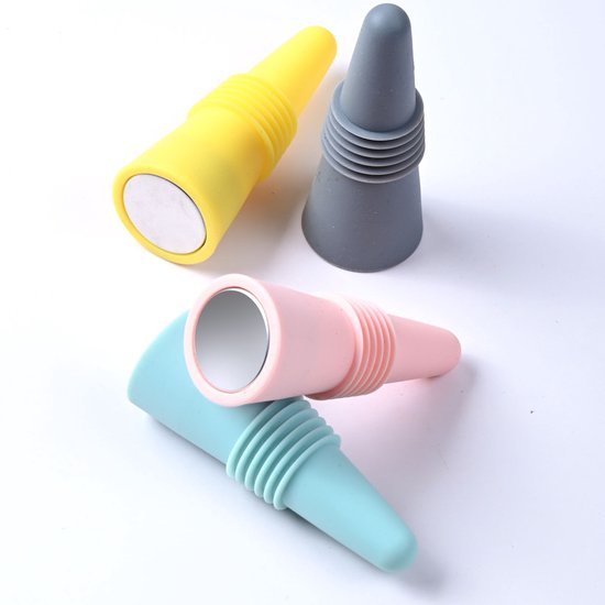 4 Piece Reusable Silicone For Champagne & Wine Bottle Stoppers