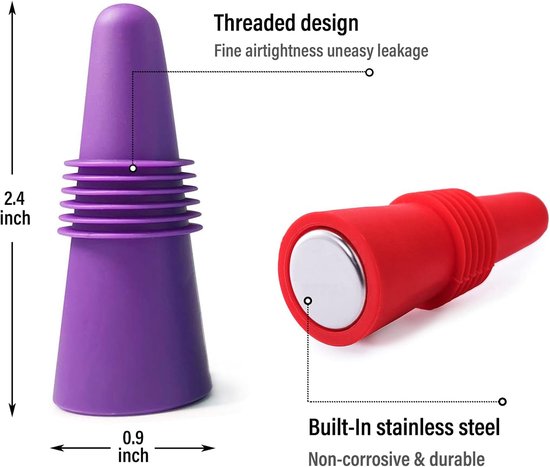 4 Piece Reusable Silicone For Champagne & Wine Bottle Stoppers