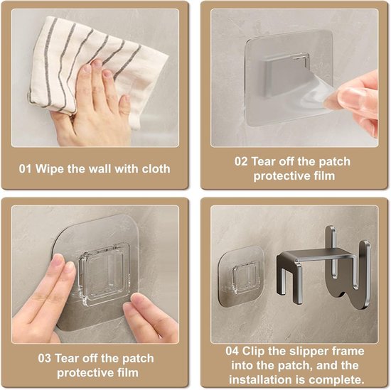 Set Of 2 White Self Adhesive Space Saving Wall Storage Shoe Racks