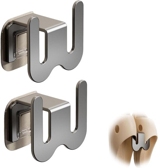 2 Pack Self Adhesive Grey Space Saving Wall Storage Shoe Racks