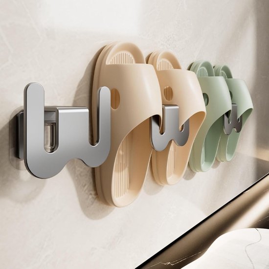 2 Pack Self Adhesive Grey Space Saving Wall Storage Shoe Racks