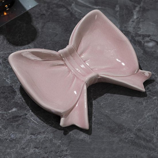 Pink Ceramic Bow Soap Dish Bathroom Decor & Organizer Soap Dishes & Dispensers