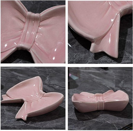 Pink Ceramic Bow Soap Dish Bathroom Decor & Organizer Soap Dishes & Dispensers
