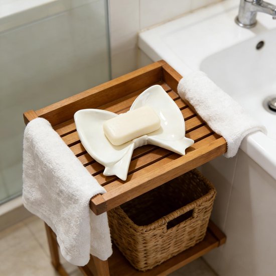 White Ceramic Bow Soap Dish Bathroom Decor & Organizer Soap Dishes & Dispensers