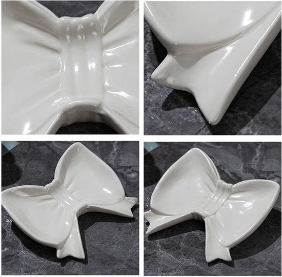 White Ceramic Bow Soap Dish Bathroom Decor & Organizer Soap Dishes & Dispensers
