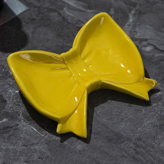 Yellow Ceramic Bow Soap Dish Bathroom Decor & Organizer Soap Dishes & Dispensers