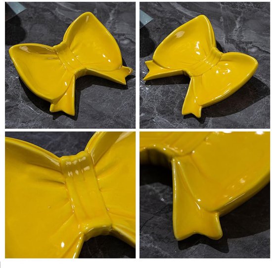 Yellow Ceramic Bow Soap Dish Bathroom Decor & Organizer Soap Dishes & Dispensers
