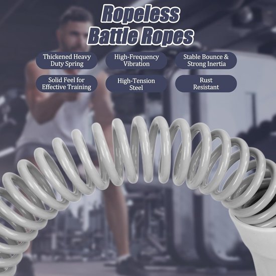 2 Pack Cordless Battle Ropes Fitness Soft Grip For Home Gym & Hiit Portable Arm And Core Trainer Gray Other Equipment & Gear