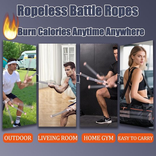 2 Pack Cordless Battle Ropes Fitness Soft Grip For Home Gym And Hiit Portable Arm Core Trainer Pink Other Equipment & Gear