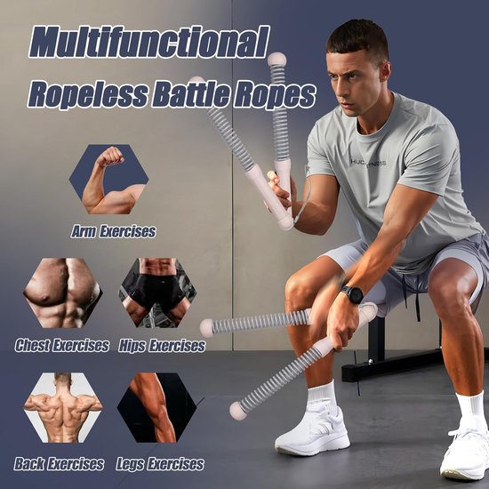 2 Pack Cordless Battle Ropes Fitness Soft Grip For Home Gym And Hiit Portable Arm Core Trainer Pink Other Equipment & Gear