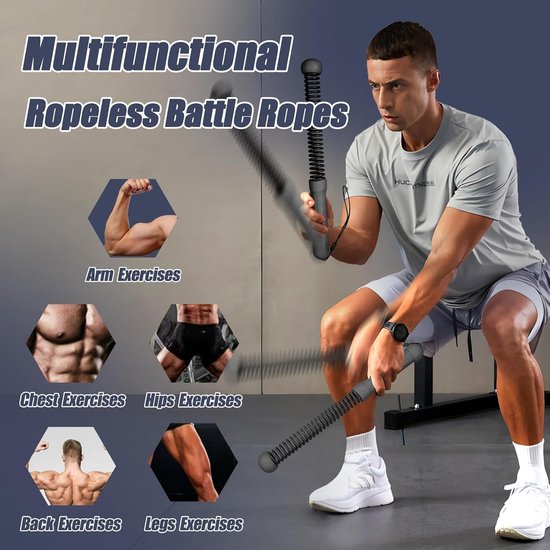 2 Pack Cordless Battle Ropes Fitness Soft Grip For Home Gym & Hiit Portable Arm And Core Trainer Black Other Equipment & Gear