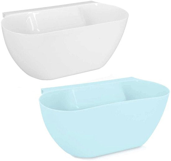 Wall Mounted Waste Bins Pack Of 2 Kitchen Hanging Storage Boxes White And Blue Rubbish Bins