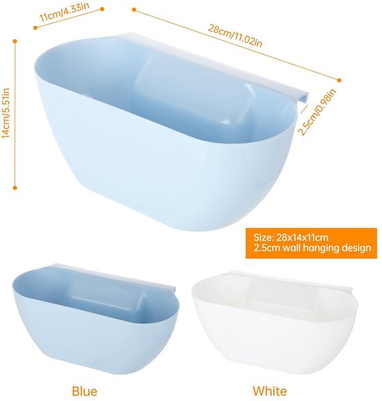 Wall Mounted Waste Bins Pack Of 2 Kitchen Hanging Storage Boxes White And Blue Rubbish Bins